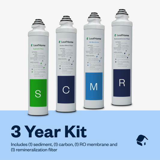 3 year replacement kit - includes (1) sediment, (1) carbon, (1) RO membrane filter and (1) remineralization filter
